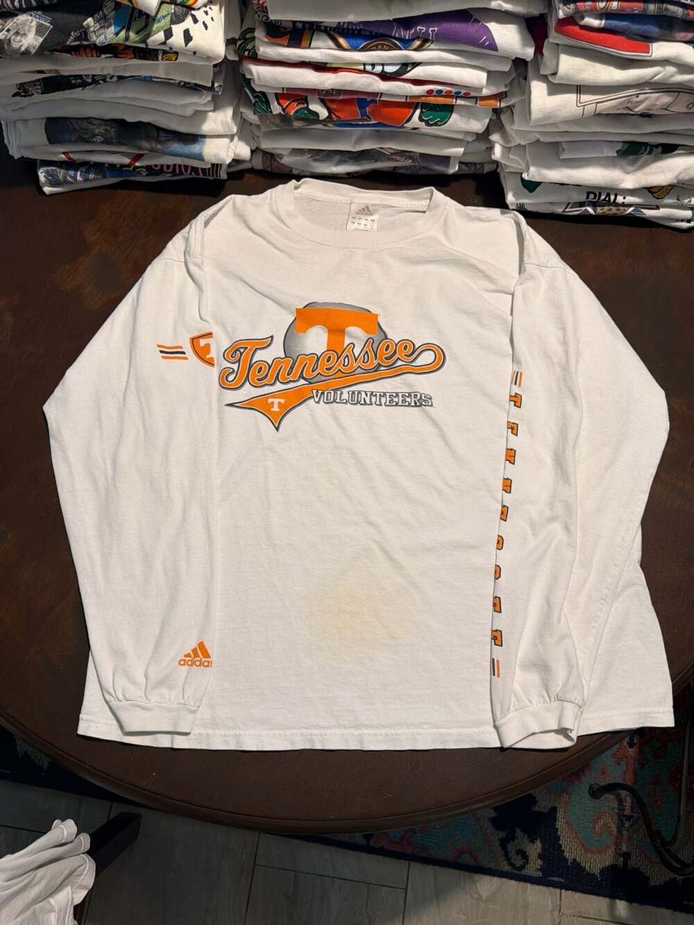 Vintage Y2K Adidas Tennessee Volunteers White Long Sleeve Graphics Tee Large